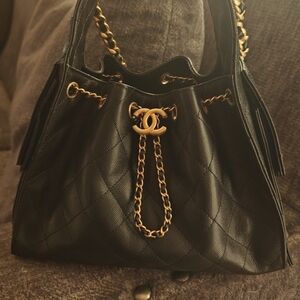 Chanel Black Quilted Leather Tote Bag